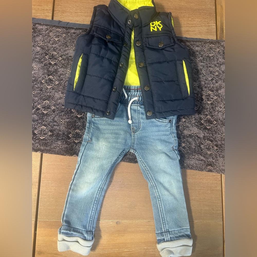DKNY Puffer Vest and Jeans set - 12M